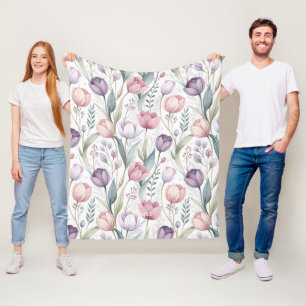 Skandinaviskt tulpanblommönster fleecefilt