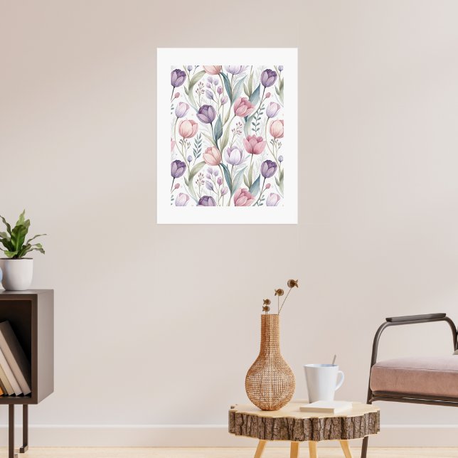 Skandinaviskt tulpanblommönster poster (Vardagsrum 3)