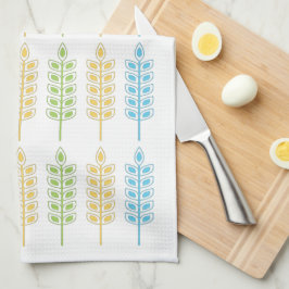 Skandinaviskt vete i ljusblått, Gult och Grönt Kökshandduk