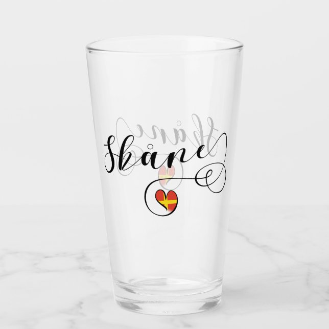 Skåne Flagga Heart, Sverige, Skania Glaskopp (Framsida)