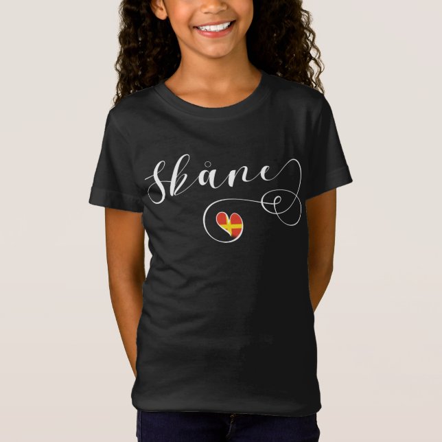 Skåne Flagga Heart, Sverige, Skania T-Shirt (Framsida)