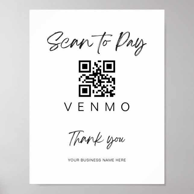 Skanna betalning QR-kodsignering Bröllop Pub Busin Poster (Framsidan)