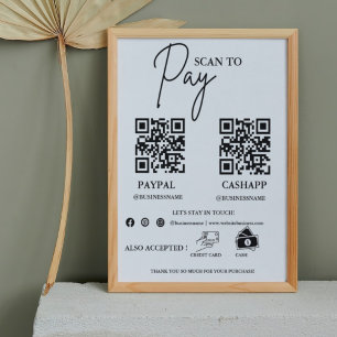 Skanna för att betala betalningsskylt för QR-kod f Poster