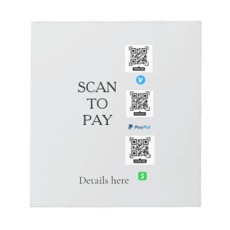 skanna för att betala venmo cashapp QR-kod detalje Anteckningsblock
