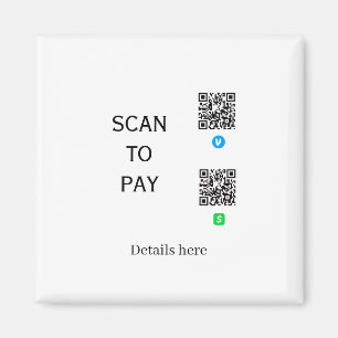 skanna för att betala venmo cashapp QR-kod detalje Magnet