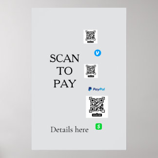skanna för att betala venmo cashapp QR-kod detalje Poster