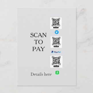 skanna för att betala venmo cashapp QR-kod detalje Vykort