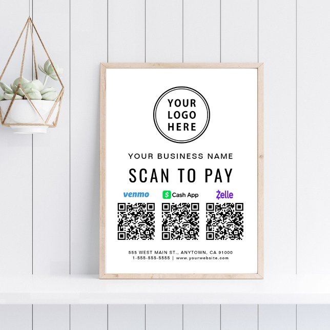Skanna för att betala Venmo Zelle CashApp QR-koder Poster (Skapare uppladdad)