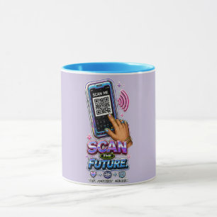 Skanna Framtiden – Futuristisk Cyber Tech Glitch Mugg