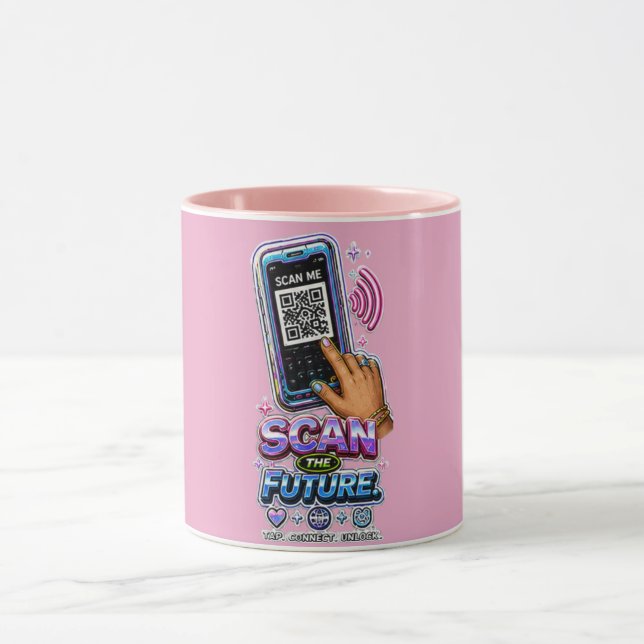 Skanna Framtiden – Futuristisk Cyber Tech Glitch  Mugg (Center)