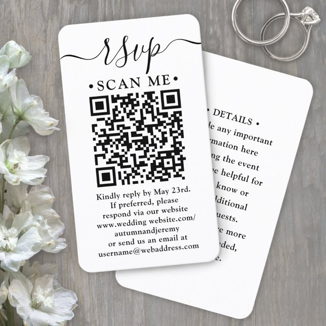 Skanna mig OSA & information QR-kod Lodrät Bröllop Tilläggskort (Skapare uppladdad)