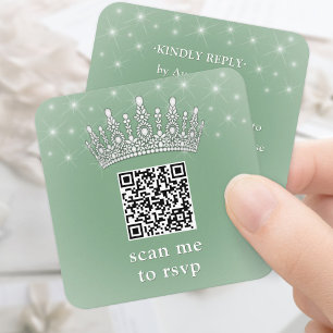 Skanna Mig QR RSVP Quinceañera Kronan Sälggrön Tilläggskort