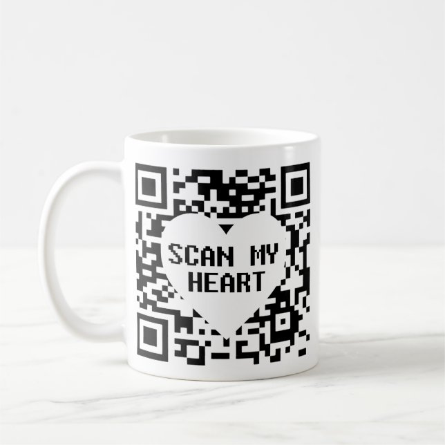 Skanna mitt hjärta kaffemugg (Vänster)