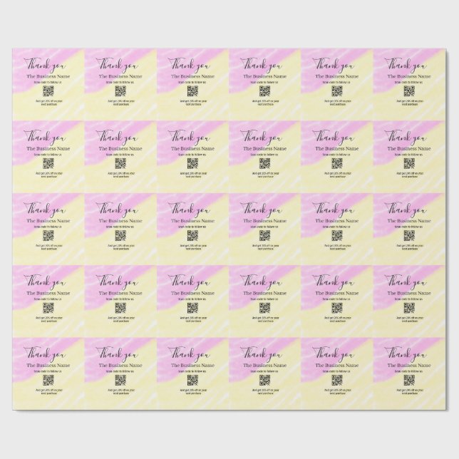 Skanna QR för att följa oss tack rabattkod rosa  Presentpapper (Platt)