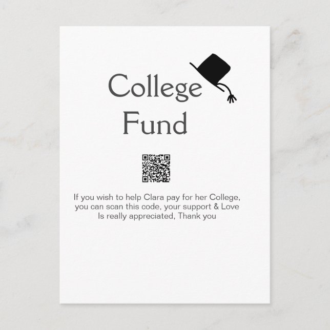 Skanna QR för universitetsfond lägg till detaljer  Vykort (Framsida)