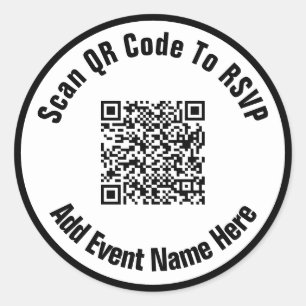 Skanna QR-kod till OSA Event Namn Black and White Runt Klistermärke