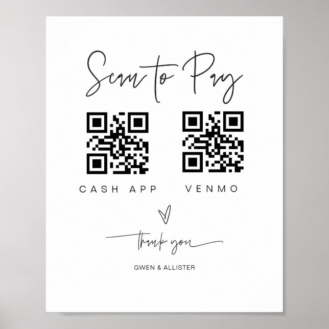 Skanna QR-kodsignering Bröllop Pub Valet Business  Poster (Framsidan)