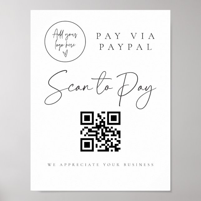 Skanna QR-kodsignering Bröllop Pub Valet Business  Poster (Framsidan)