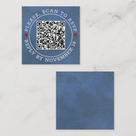 Skanna QR OSA nedfläckad blue och hearts bröllop Tilläggskort