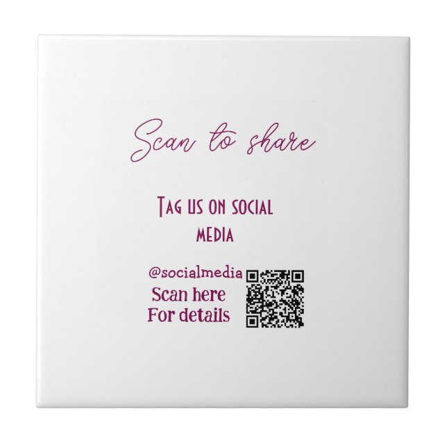 Skanna till  märkre på social media QR-kod enkel Kakelplatta (Framsidan)