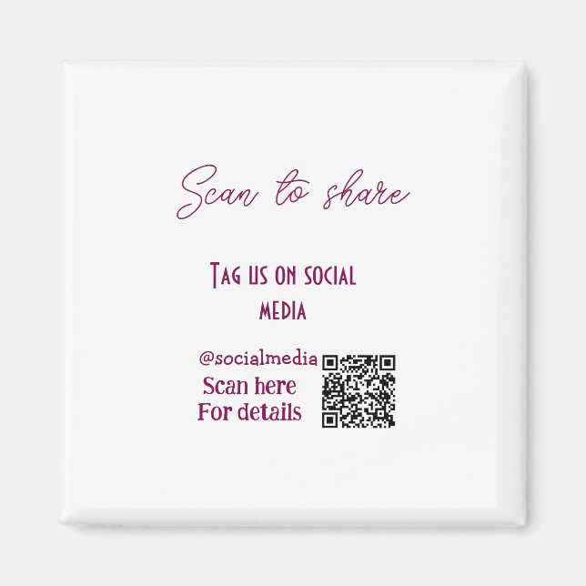 Skanna till  märkre på social media QR-kod enkel Magnet (Framsidan)