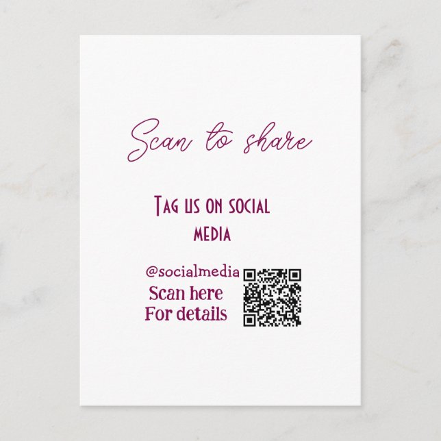 Skanna till  märkre på social media QR-kod enkel Vykort (Framsida)