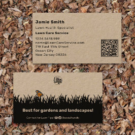 Skannable Khaki and Black Gräsmatta Care Service Visitkort