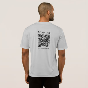 Skannbar Företag QR-kod Herr Bakre Tryck Silver T Shirt
