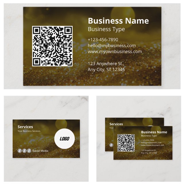 Skannbar QR-kod för modern Gult-Logotyp Visitkort (Modern Yellow Logo Scannable QR Code Business Cards)