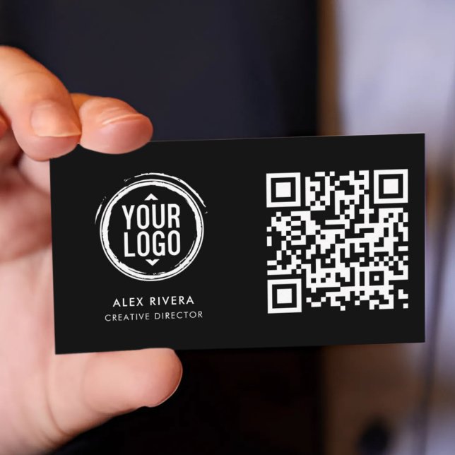Skannbar QR-kod kontaktkort - Svart & Vitt Visitkort (Scannable QR Code Contact Card)