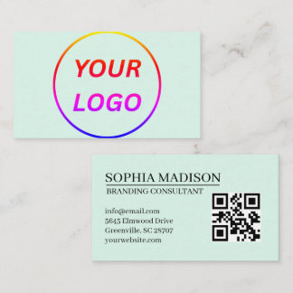 Skannbar QR-kod Logotyp Minimalistisk Vit Företag Visitkort