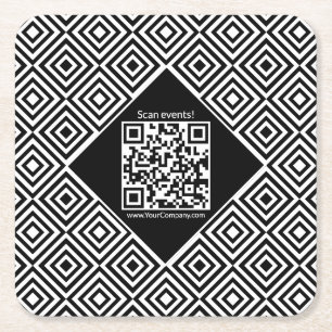 Skannerbar QR-kod, CTA och www Black & White-hände Underlägg Papper Kvadrat