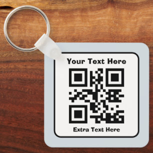 Skannerbar QR-kodmall med redigerbar text Nyckelring