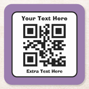 Skannerbar QR-kodmall med redigerbar text Underlägg Papper Kvadrat