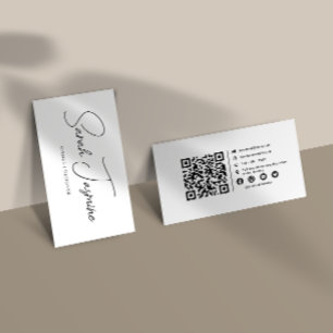 Skannerbar Qrcode för svartvit minimal Elegant Visitkort
