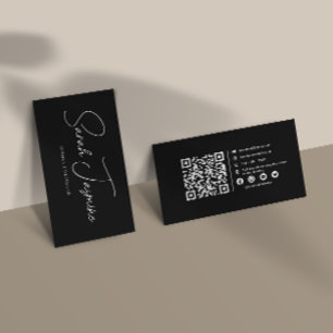 Skannerbar Qrcode för svartvit minimal Elegant Visitkort