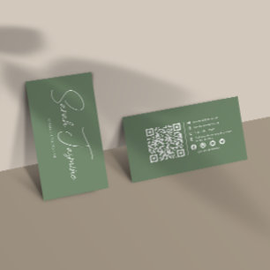 Skannerbar Qrcode-kod för Sage Grönt-minimalistisk Visitkort