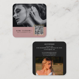 Skannerbar streckkod för Dusty rosa QR-kodfoto Fyrkantigt Visitkort