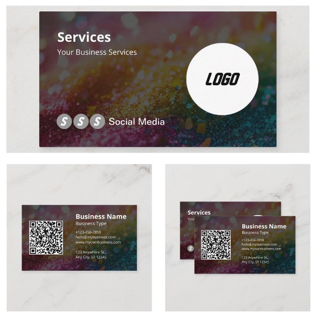 Skannningsbar QR-kod för Professionell Media Logot Visitkort (Professional Social Media Logo Scannable QR Code Business Cards)