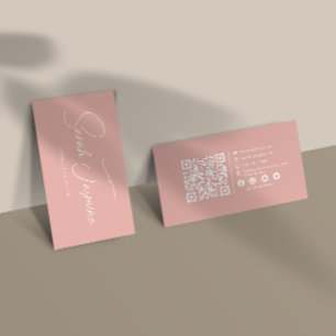 Skannningsbar Qrcode för rosa-minimalistisk Elegan Visitkort