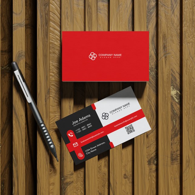 Skannningsbar röd, modern Professionell QR-kod Visitkort (Skapare uppladdad)