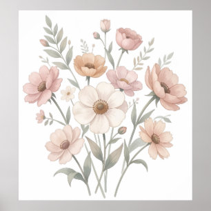 Skånsk Anemonbukett Akvarell Mjukhet Poster
