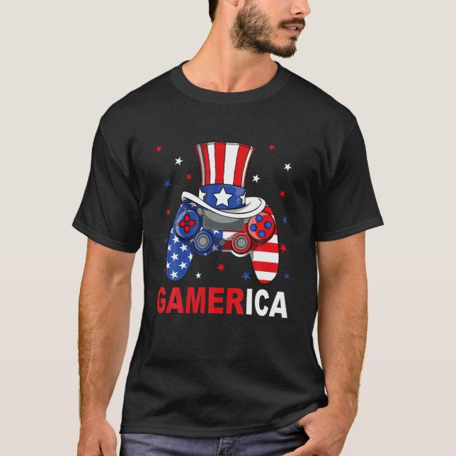 Skåp 4:e juli Video Game American Flagga Sa T Shirt (Framsida)