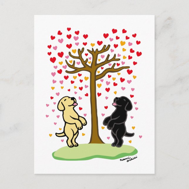 Skåp av Hearts Gult och Black Labradors Helg Vykort (Framsida)