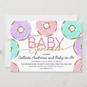 Skåp för Cute Baby Sprinkle Rosa Grönt Lila Donuts Inbjudningar
