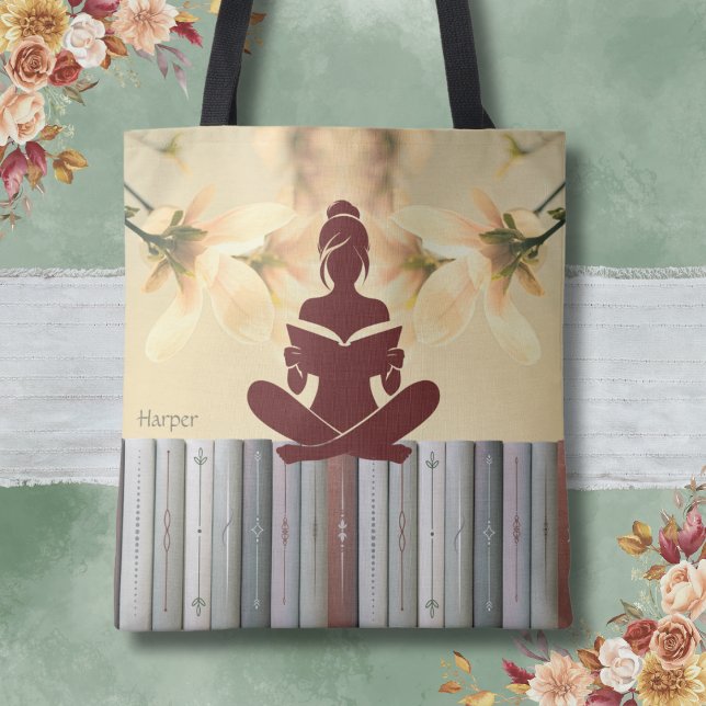 Skåp för fredliga läsare för Bok Älskare Gult Tygkasse (Peaceful Reader Tote Bag for Book Lover)