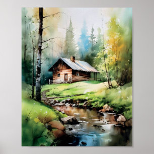 Skåp i Skogen Springtime Watercolor Poster