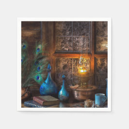 Skåp med lampljus, ljusbrun scen pappersservett