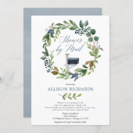 Skåp med post, stormig damm, blå blommigt inbjudningar