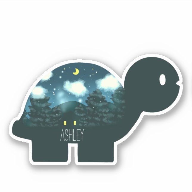 Skåp nattetid Himlar i skogsköldpaddan Klistermärken (Framsida)